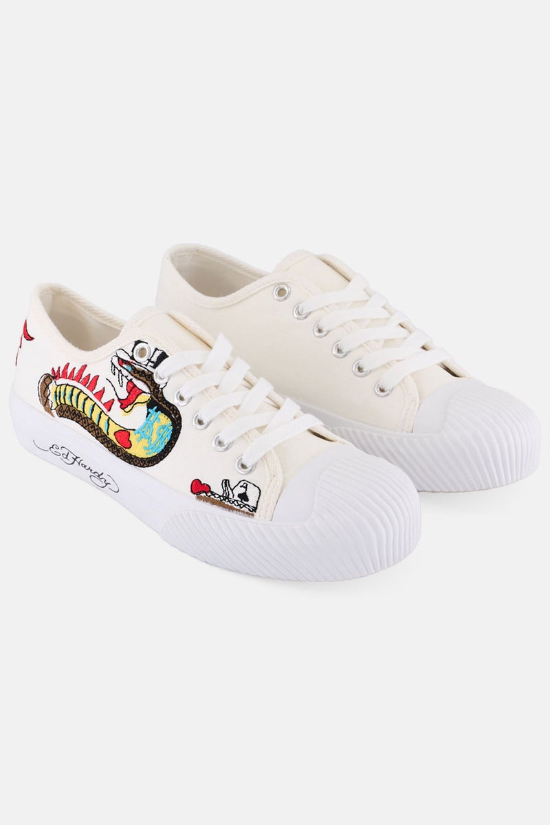 Ed Hardy Women Medium Elexis Lace Up Casual Shoes, White - Image 1