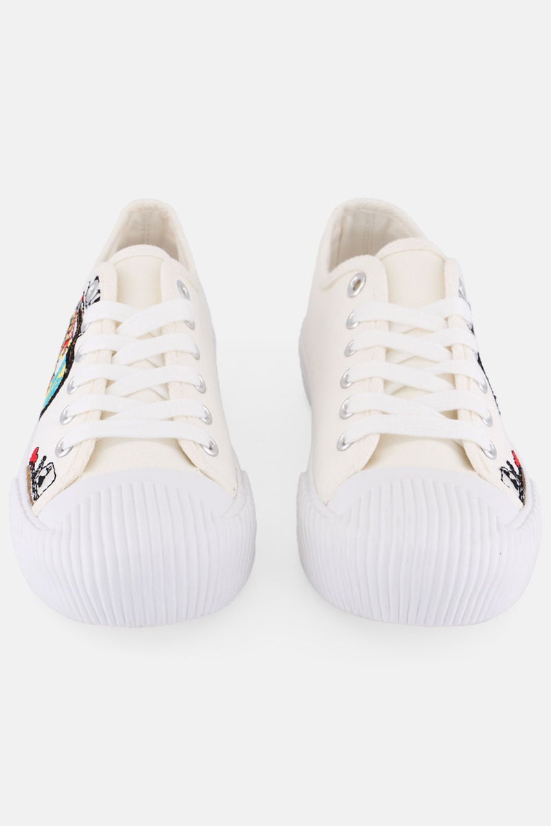 Ed Hardy Women Medium Elexis Lace Up Casual Shoes, White - Image 4