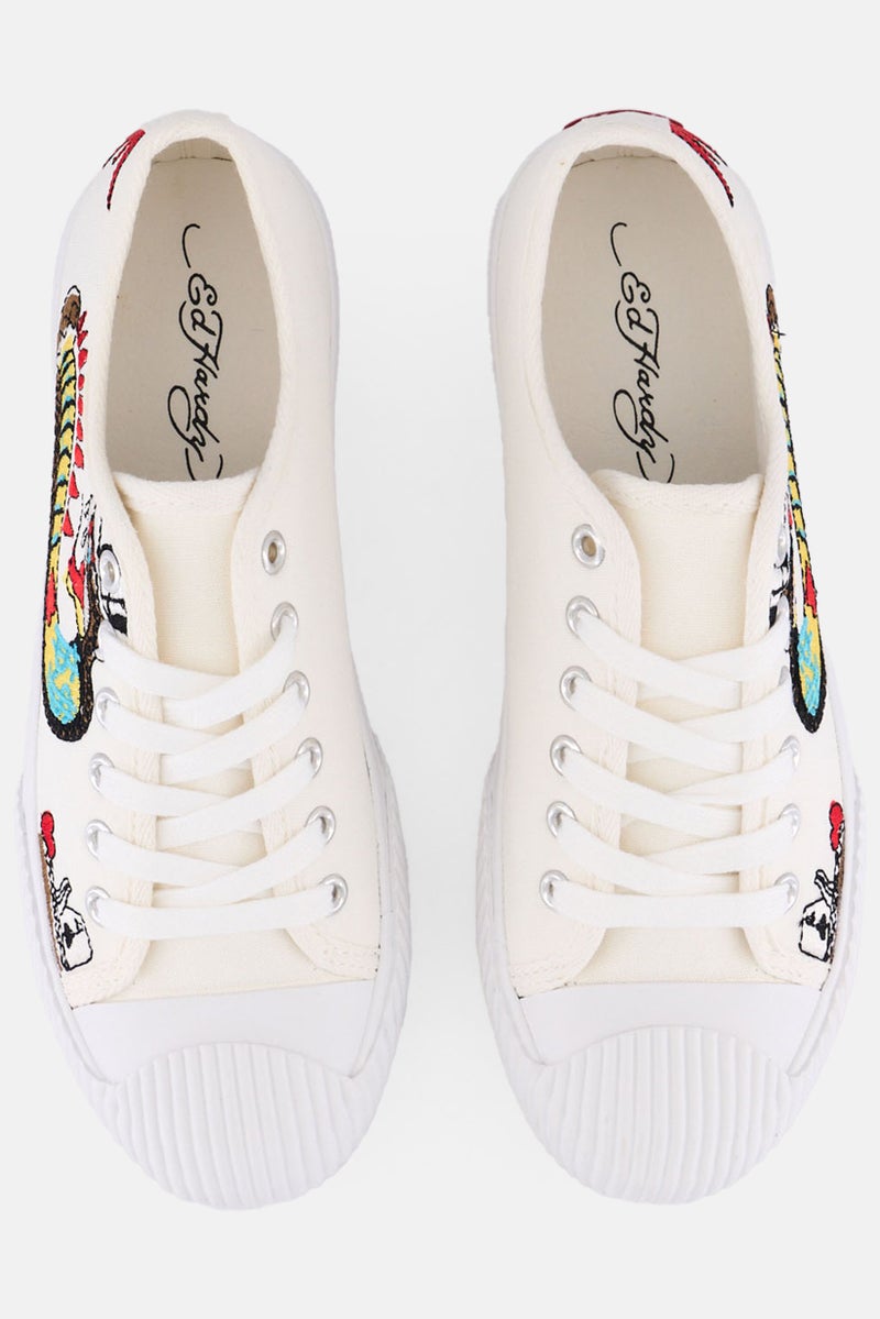 Ed Hardy Women Medium Elexis Lace Up Casual Shoes, White - Image 2