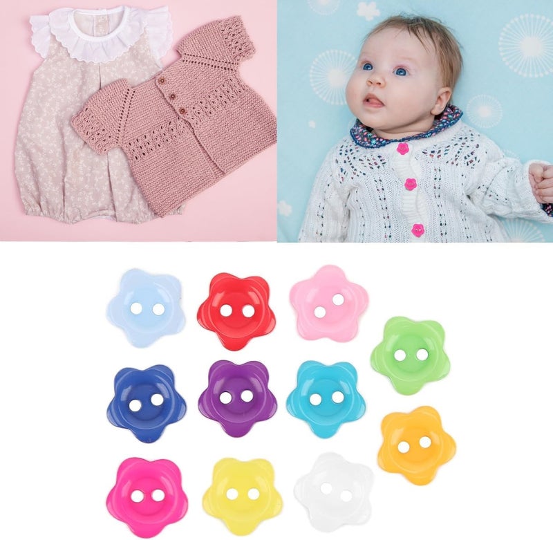 Luckam 100 قطعة أزرار زهور من الراتنج، أزرار ثنائية الثقوب، أزرار مصنوعة يدويًا، أزرار للحياكة والأشغال اليدوية، أزرار زهور ملونة متنوعة بكميات كبيرة لتزيين الملابس (لون عشوائي) - Image 3