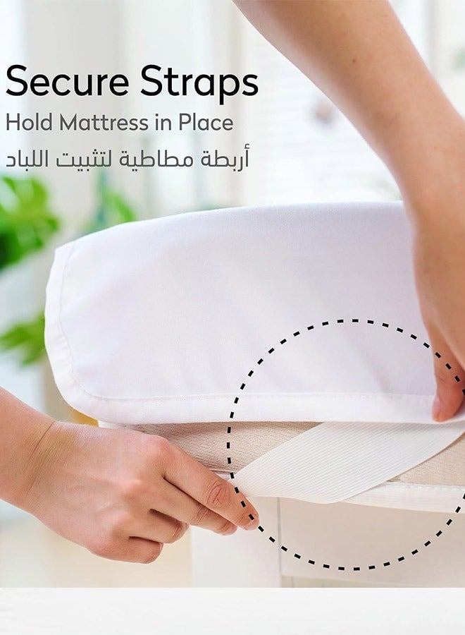 صوفة ديباج لباد مرتبة من المايكروفايبر14 سم بحشوة مايكروفايبر وزاويا مطاط - 200x200 سم - أبيض - Image 5