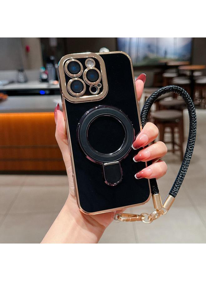 erorex Case For iPhone 15 Pro Charm Eye Electroplating Metal Holder Phone Case with Lanyard - Image 1