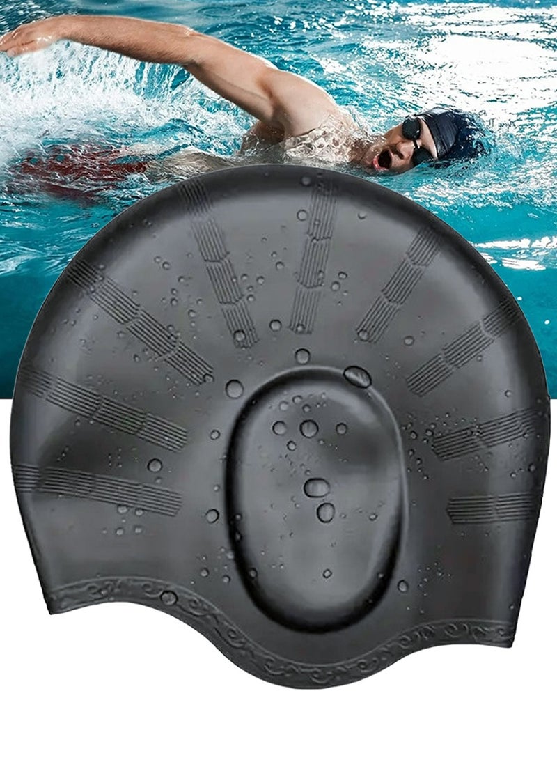 Wave Waterproof Swimming Cap For Long And Short Hairs - Premium Quality Silicone With Ear Pocket and Comfortable Sealing - Durable And Flexible Pool Bathing Hat For Children, Women And Men - Image 1