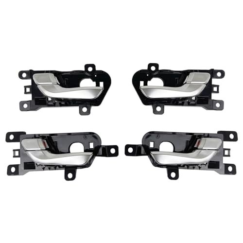 Cheriezing Inside Interior Door Handle Compatible with Santa Fe 20132018 Front Rear Left Driver and Right Passenger Side Black House Silver Lever Silver Knob Set of 4 - Image 1