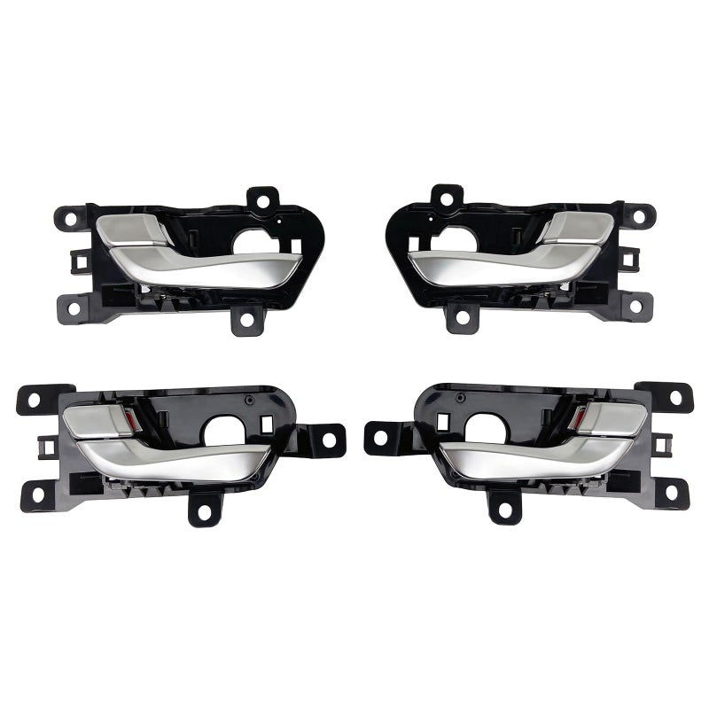 Cheriezing Inside Interior Door Handle Compatible with Santa Fe 20132018 Front Rear Left Driver and Right Passenger Side Black House Silver Lever Silver Knob Set of 4 - Image 2
