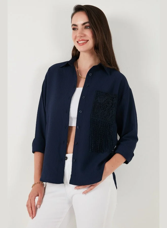 Lela Lela Regular Fit Laced Pocket Detailed Long Sleeve Shirt Women's SHIRT 6773215
