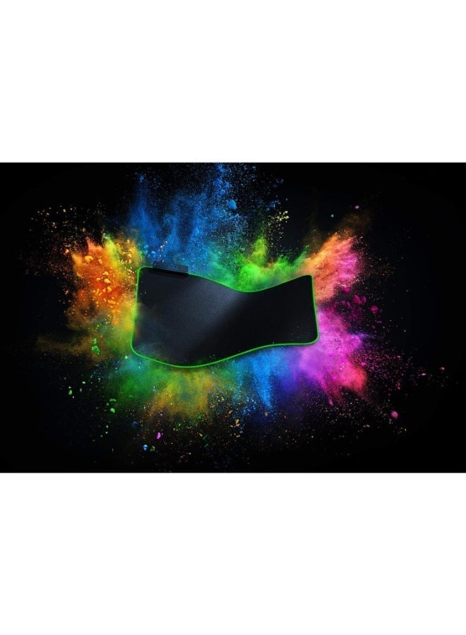 RGB lighting soft extended gaming mouse pad (with cable holder, fabric surface, stitched edges, optimized for all mice) black - Image 5