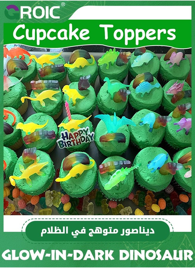 GROIC 16PCS Glow in Dark Mini Dinosaur Figures for Kids,Party Favors Supplies,Dino Cupcake Topper Goodie Gift,Mini Dinosaurs,Party Favor Cup Cake Topper Goodie Bag  - Image 5