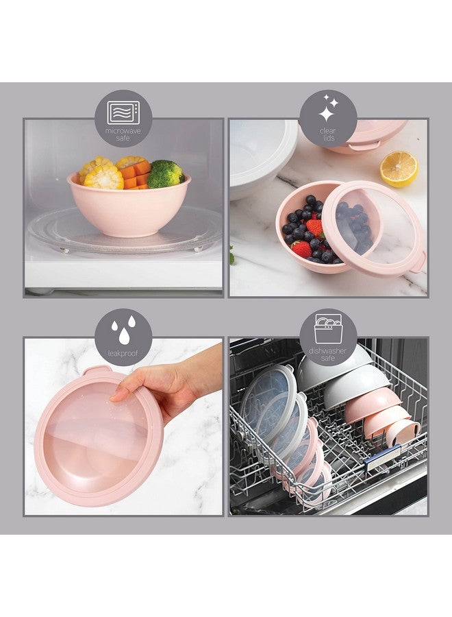 كوك ويذ كولرز أوعية خلط COOK WITH COLOR بأغطية TPR - مجموعة من 12 قطعة من أوعية التعشيش البلاستيكية تتضمن 6 أوعية تحضير و6 أغطية، مجموعة أوعية خلط آمنة للاستخدام في الميكروويف (وردي متدرج) - Image 5