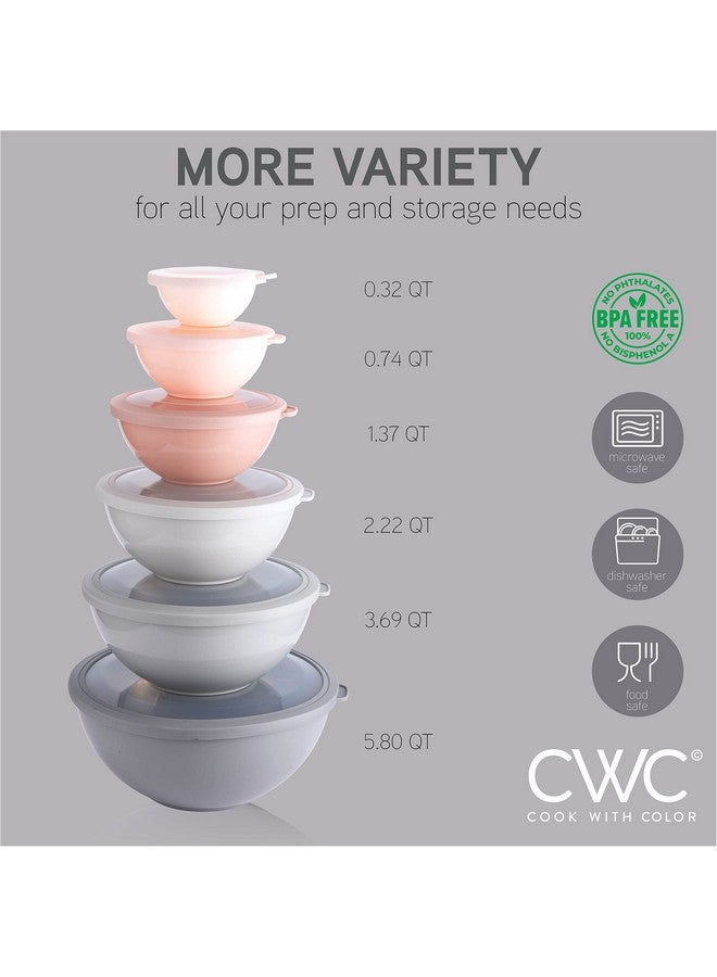كوك ويذ كولرز أوعية خلط COOK WITH COLOR بأغطية TPR - مجموعة من 12 قطعة من أوعية التعشيش البلاستيكية تتضمن 6 أوعية تحضير و6 أغطية، مجموعة أوعية خلط آمنة للاستخدام في الميكروويف (وردي متدرج) - Image 4