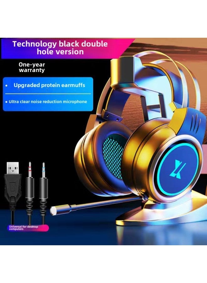 Forerunner Computer Headset Wired Girls' Game With Mac Laptop Desktop Headset Microphone Pink-Color:Official Standard Configuration - Technological Black Upgrade [mobile Phone/notebook/desktop]  - Image 1