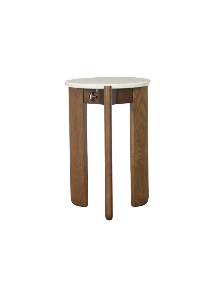 Miro Side Table - Wood with White Marble Top - 55x30x30 cm - Image 1