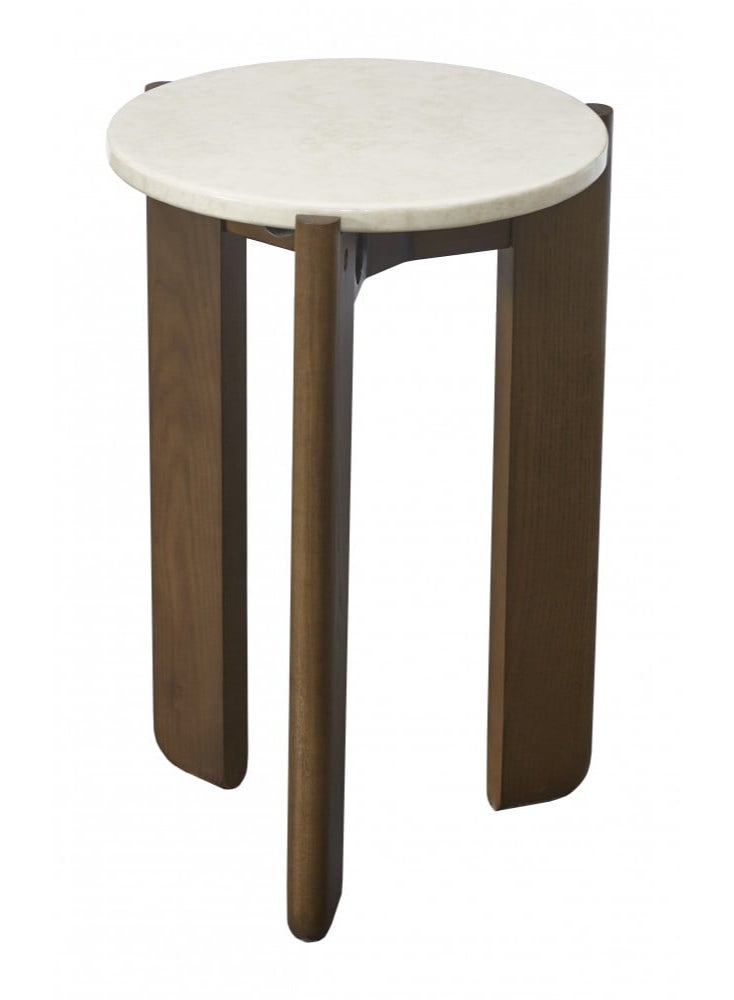 Miro Side Table - Wood with White Marble Top - 55x30x30 cm - Image 3