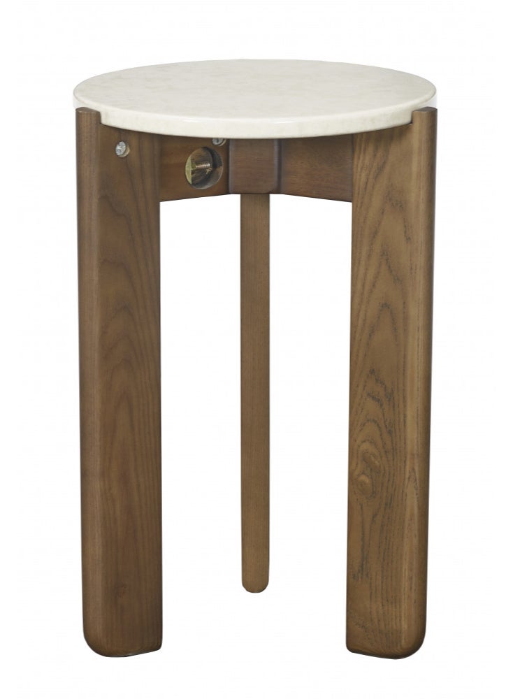 Miro Side Table - Wood with White Marble Top - 55x30x30 cm - Image 2