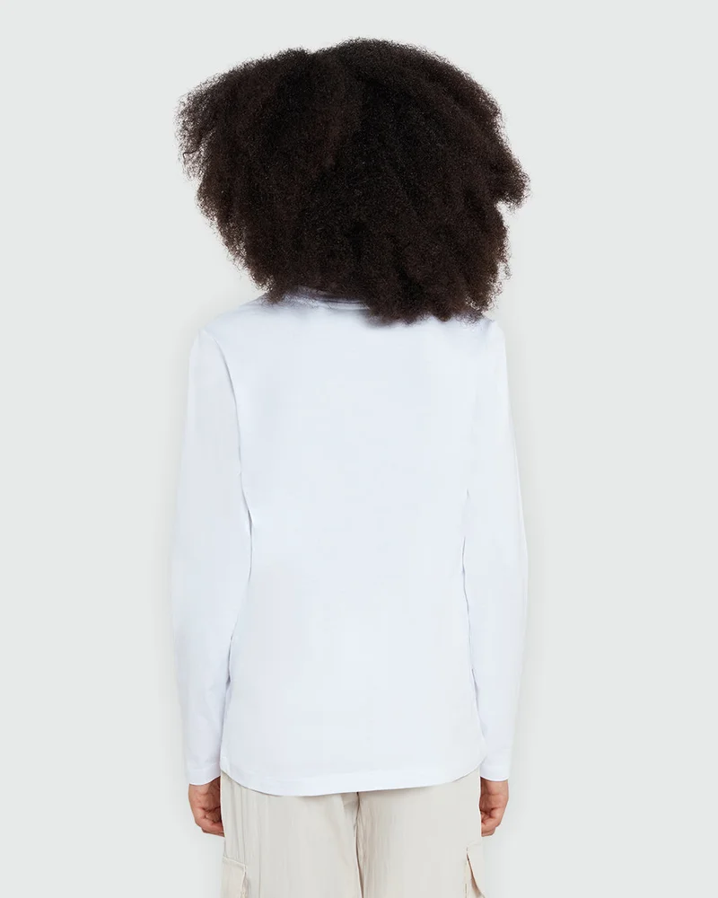 Ovs Long Sleeve White Tee For Girls