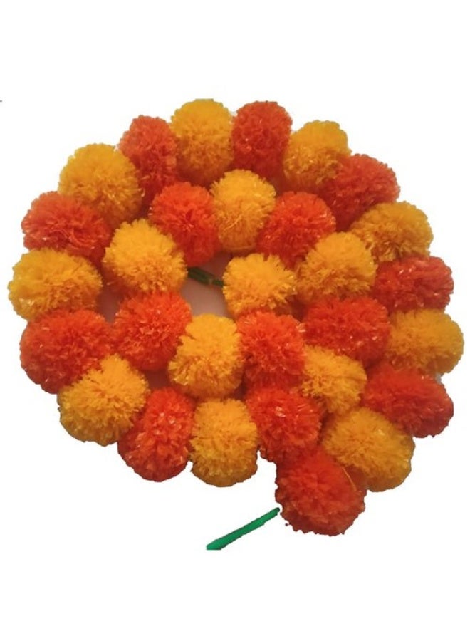 Shreeji Artificial Marigold Garland – Pack of 5, 5.1 ft Each | 34 Flowers per String | 3-Inch Blooms – Largest & Longest in Market | Indian Festival & Wedding Decor - Image 2