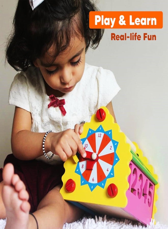 Shumee 6-in-1 Wooden House Shape Sorter Toys for Kids (1+yr) with Clock | Learn Numbers, Shapes, Colors & Time | Gift for 1 Year Old Boy & Girl | Numbers 0-9 & Easy Grip Shapes - Image 2