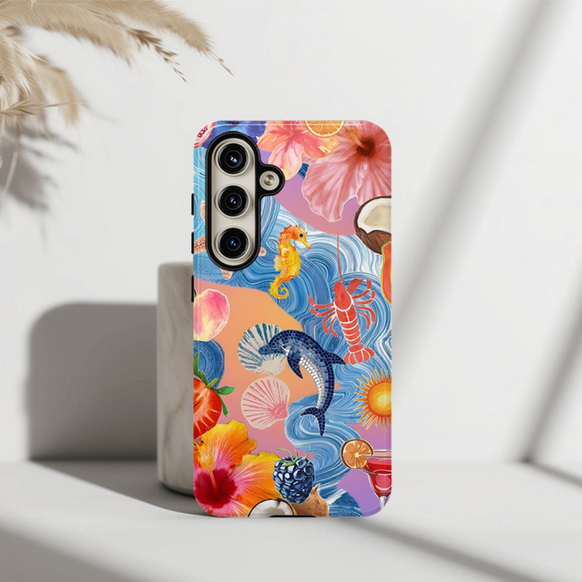 Mixed Color 1 Dual Layer Shockproof Phone Case With Ocean Design For Samsung Galaxy A35 5G Fit A15 A16 A17 A26 A36 A56 S20 FE S21 S22 S23 S24 S25 S26 Plus Ultra Edge Tough Protective Cover