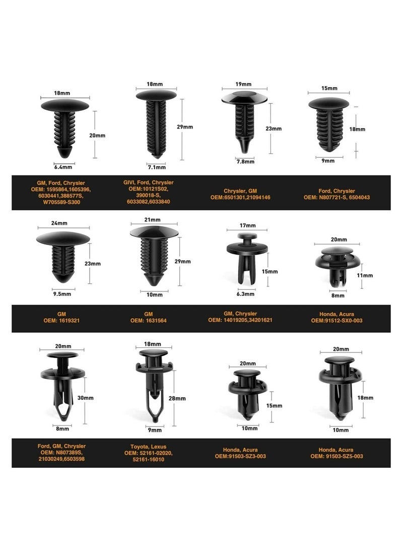 240PCS Bumper Retainer Clips, Car Plastic Rivets Fasteners Push Retainer Kit, Door Trim Panel Fender Clips for GM Ford/Toyota/Honda/Chrysler - Image 3