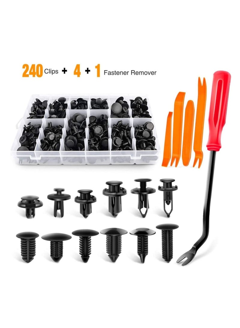 240PCS Bumper Retainer Clips, Car Plastic Rivets Fasteners Push Retainer Kit, Door Trim Panel Fender Clips for GM Ford/Toyota/Honda/Chrysler - Image 1