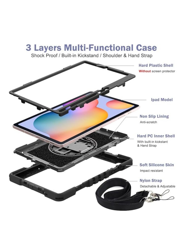 عام حافظة لوحي مضادة للصدمات، غلاف متين مع قاعدة دوارة بزاوية 360 درجة، لجهاز سامسونج جالاكسي تاب S6 لايت 10.4 (2024) - Image 3