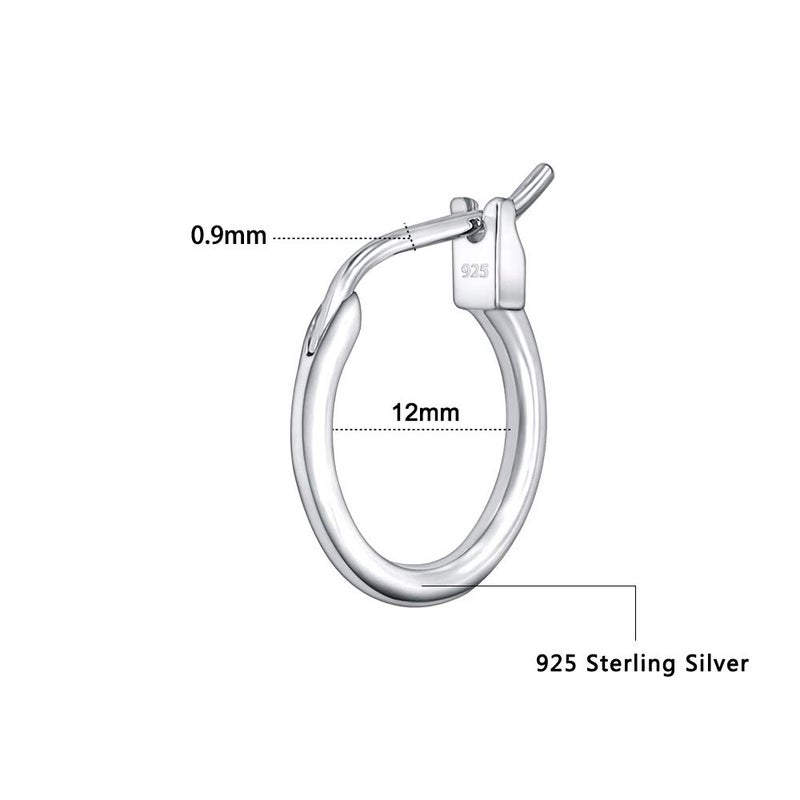 AoedeJ 925 Sterling Silver Hoop Earrings, High Polished Round Tiny Click-Top Hoop Earrings, Small Clasp Hoop Piercing Earrings (Inner Diameter-12mm 1/2'') - Image 3