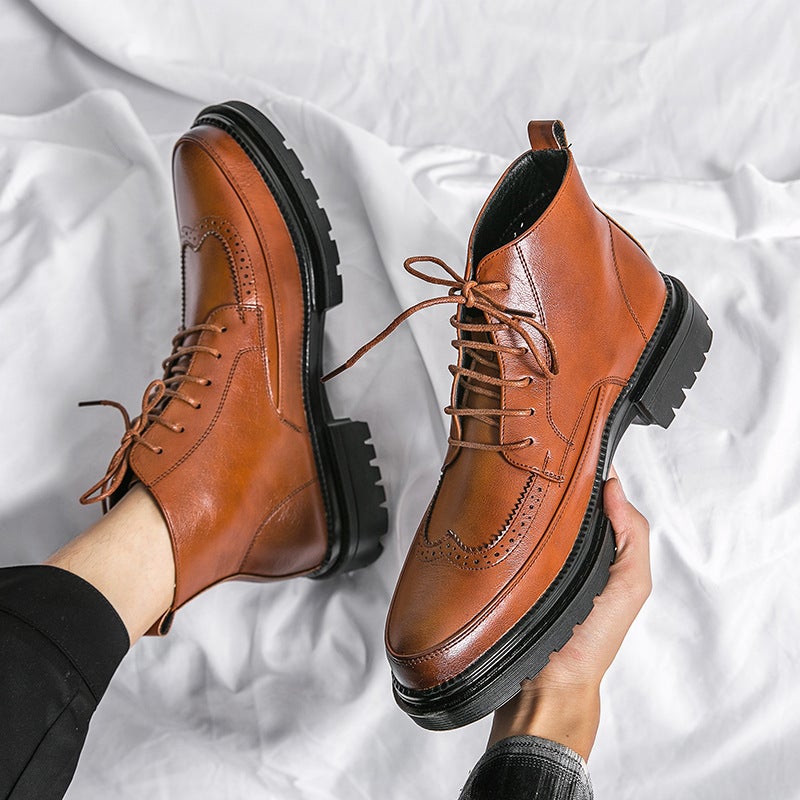 2022 High-Top Pointed Toe Leather Shoes British Formal Business Leather Shoes Fashion Trend Men'S Casual Leather Boots - Image 4