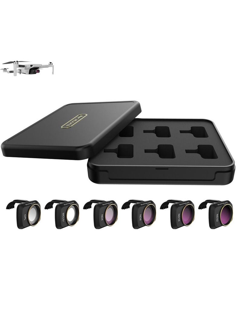 KASTWAVE ND Filter Set for DJI Mavic Mini/Mini 2 / Mini SE Accessories 6 Piece Filter Set Multi-Coated Filter Camera Lens Drone Camera Lens Accessories (MCUV, CPL, ND4, ND8, ND16, ND32)  - Image 1