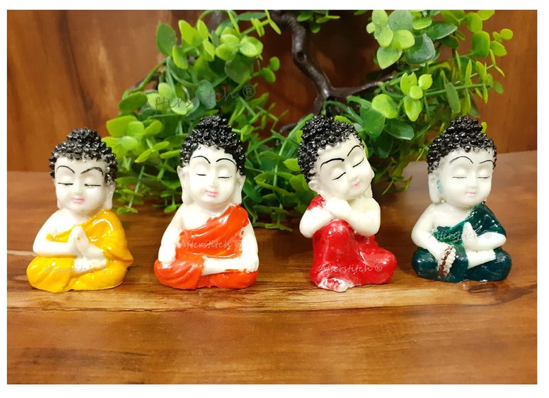 AFTERSTITCH Resin Miniature Garden Toys Sculptures Decorations Kits For Indoor Outdoor Plant Decor & Gift (Set of 4 Garden Miniatures), Multi Colour - Image 1