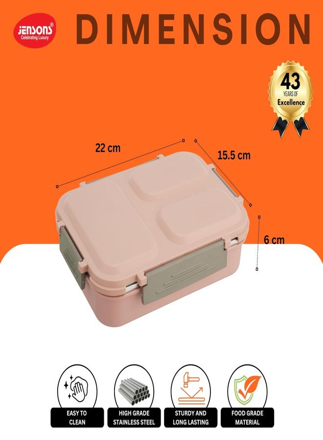 JENSONS Lunch Box for Office Use | Tiffin Box for School & Work | 3-Compartment Stainless Steel Tiffin Box|700ml Leak-Proof Insulated Lunch Boxes for Kids & Adults - Image 4