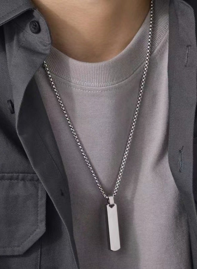 أزياء رجالي التيتانيوم الصلب قلادة قلادة هندسية ثلاثية الأبعاد تطول 60cm سلسلة الصلب / أسود / الذهب - Image 1