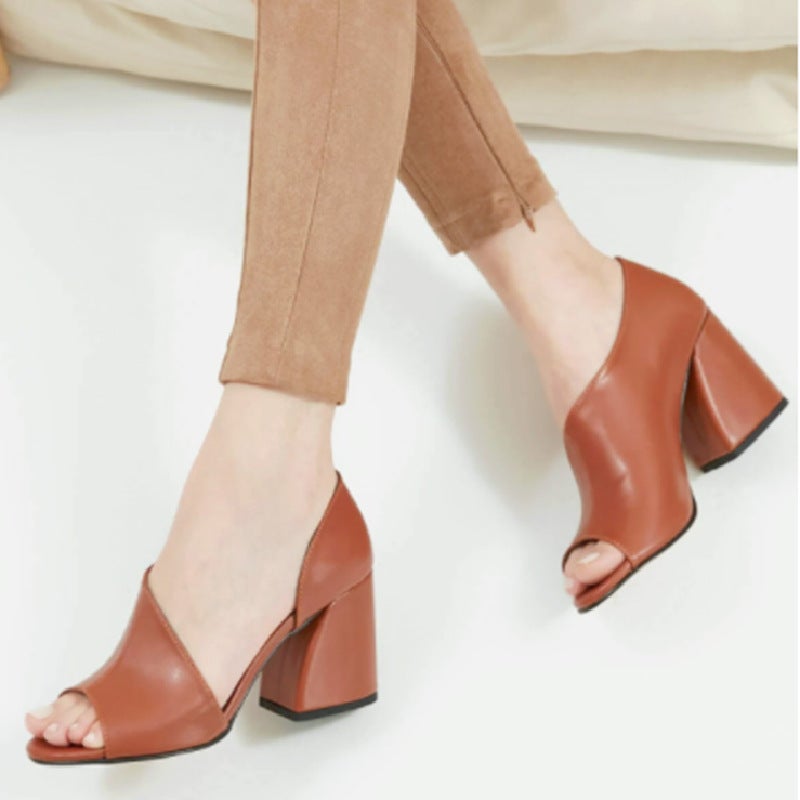 Fish Mouth Sandals Women'S 2022 High Heels Large Size Thick Heels Women'S Sandals Spot - Image 2