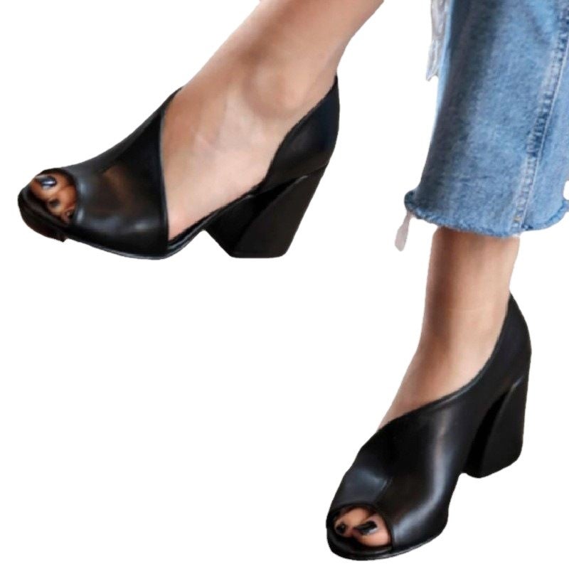 Fish Mouth Sandals Women'S 2022 High Heels Large Size Thick Heels Women'S Sandals Spot - Image 5