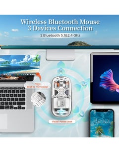 Generic Wireless Bluetooth5.1&2.4G Mini Lightweight Mouse,Transparent Clear Cool,Rechargeable Silent Computer Mice,Nano USB C Receiver,LED Battery Magic Silm for Office/PC/Mac/Laptop/Apple/ipad  - Image 5