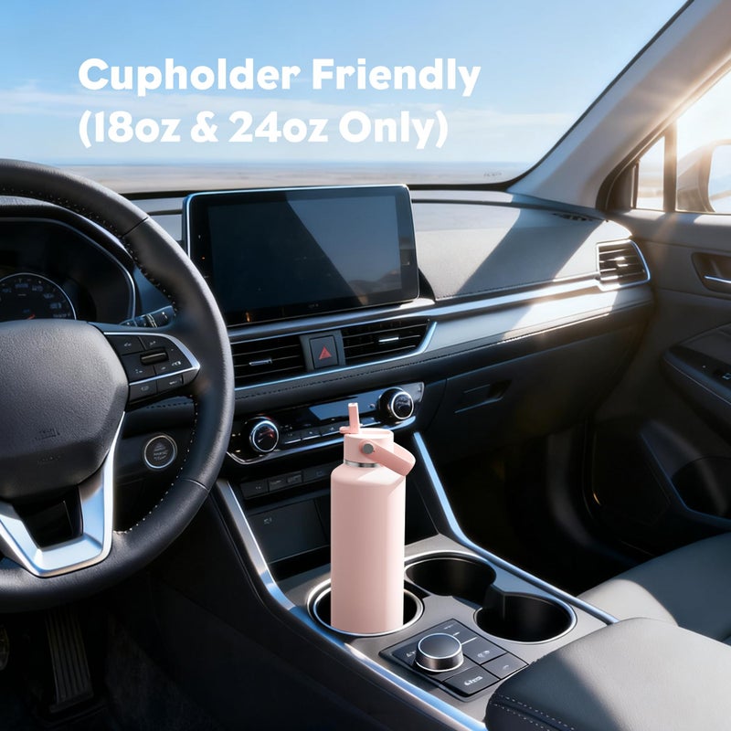 POWCAN 24 oz Water Bottle Insulated: Leakproof, Keep Cold 24H, Car Cupholder Friendly, Top Handle, Lightweight, Metal Water Bottle with Straw for Outdoors, Trip, Fitness, Gift, Running (Cotton Candy) - Image 5