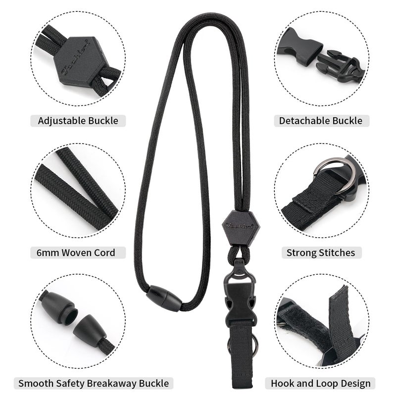 Techion Badge Holder, Hard Plastic ID Badge Holder with Heavy Duty Breakaway Lanyard, Detachable Buckle, Holds up to 5 Cards and Adjustable for Office, School - Vertical Black - Image 4
