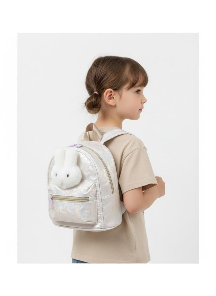 حقيبة ظهر صغيرة للأطفال من كاناز بتصميم أرنب لطيف | حقيبة مدرسية خفيفة الوزن من الجلد الصناعي للبنات | حقيبة نهارية صغيرة لرياض الأطفال والسفر، حقيبة تيدي B3496 (بلون بيج) - Image 4
