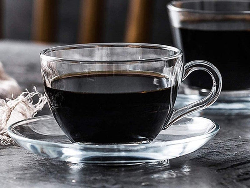 ZEYFLEEB Glass Cup and Saucer Set of 12 Capacity 210 ml Crystal Glass Lightweight Transparent - Image 3