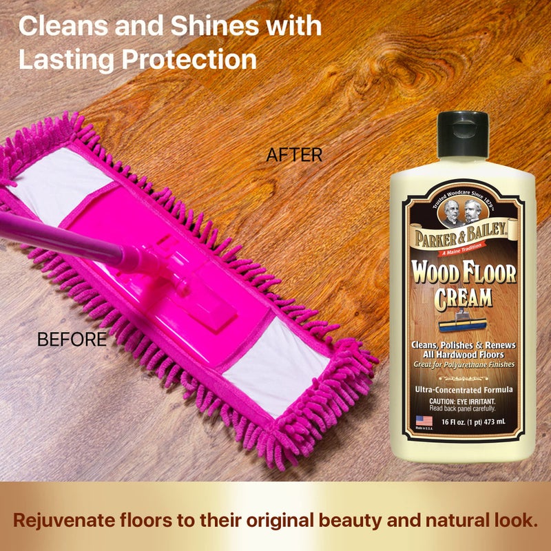 Parker Bailey PARKER & BAILEY WOOD FLOOR CREAM – Use on Hardwood, Laminated or Faux Finished Floors. Shine Restorer Protector, Surface Cleaner House Cleaning Supplies Home Improvement, Natural Look, Cuts Grease - Image 3