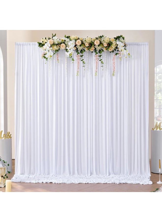 NSSONBEN - 10x10 ft Wrinkle Free White Backdrop Curtains for Parties, Polyester Photo Backdrop Drapes 2 Panels 5x10ft for Wedding Birthday Party Photography Background Indoor Outdoor - Image 1