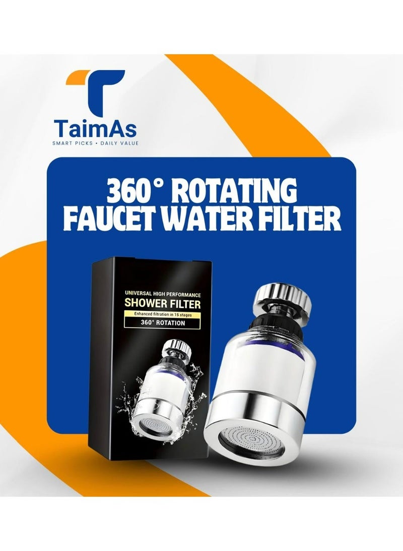 TaimAs 360° Rotating Faucet Filter | Splash-Proof Tap Shower Head with Dual Water Filtration for Kitchen & Bathroom - Image 1