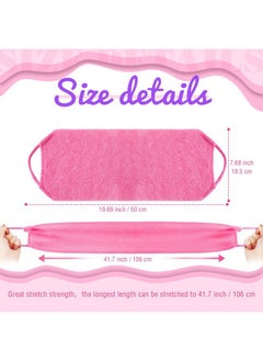 Tatuo Back Scrubber for Shower Exfoliating Washcloth Back Cloth Body Extended Length Scrubber Towel Nylon Exfoliating Stretchable Pull Strap Wash Cloth for Bath Body Scrub Washcloth 2 Pack (Pink,Purple)  - Image 2