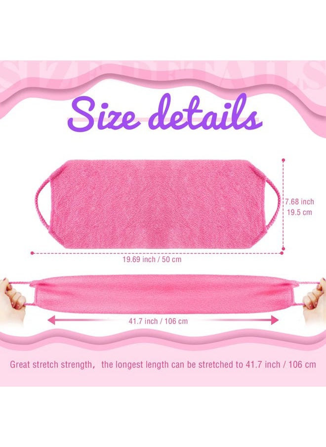 Tatuo Back Scrubber for Shower Exfoliating Washcloth Back Cloth Body Extended Length Scrubber Towel Nylon Exfoliating Stretchable Pull Strap Wash Cloth for Bath Body Scrub Washcloth 2 Pack (Pink,Purple)  - Image 2