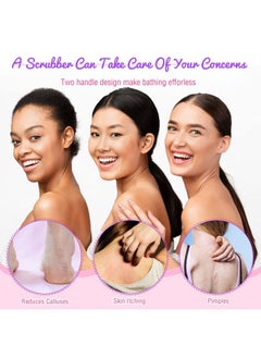 Tatuo Back Scrubber for Shower Exfoliating Washcloth Back Cloth Body Extended Length Scrubber Towel Nylon Exfoliating Stretchable Pull Strap Wash Cloth for Bath Body Scrub Washcloth 2 Pack (Pink,Purple)  - Image 4