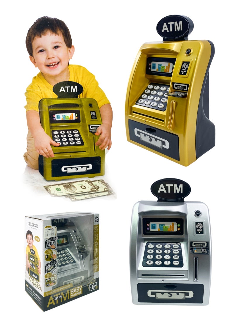 إيه تي إم ماكينة صراف آلي للأطفال – حصالة تعليمية بشكل ATM - مصممة على شكل صراف آلي حقيقي لتعليم الأطفال قيمة المال والادخار بطريقة تفاعلية ومرحة - Image 1