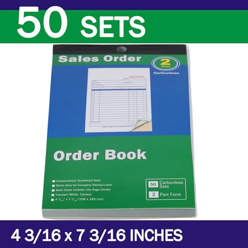 Gimehome Sales Order Book 2-Part Carbonless Form White Canary 4-3/16x7-3/16 Inches 50 Sets per Book Ideal for Keeping Proper Records of Orders and Sales (2Packs) - Image 2