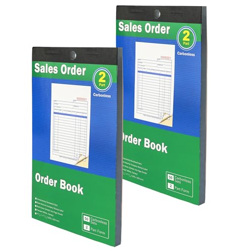 Gimehome Sales Order Book 2-Part Carbonless Form White Canary 4-3/16x7-3/16 Inches 50 Sets per Book Ideal for Keeping Proper Records of Orders and Sales (2Packs) - Image 1