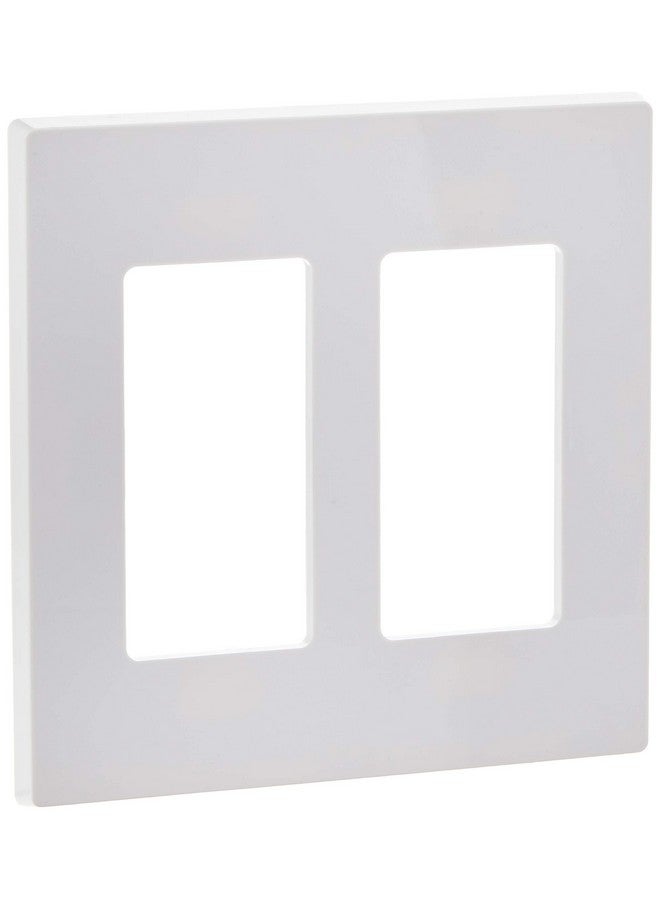Leviton 2-Gang Decora Plus Screwless Wall Plate, White, 80309-SW - Image 1