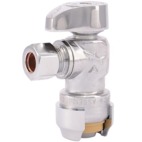 SharkBite 230360000LF Brass Push Angle Stop 12 in x 38 in Compression Chrome