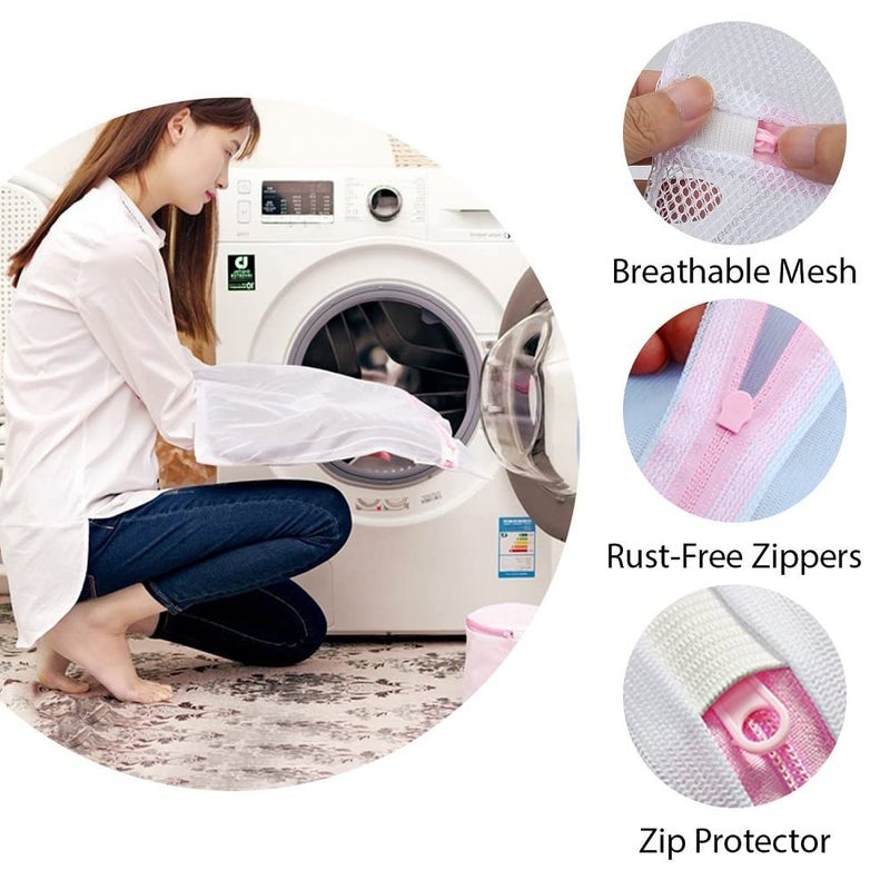 siddhmurti siddhmurti Circular Double Layer Laundry Washing Bag Circular Zipper Cloth Bag Mesh Bra Lingerie Cleaning Wash Bag for Washing Machine Pack of 3  - Image 3